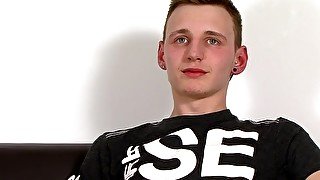 Hung British twink Ryan Stewart strokes cock to cum solo