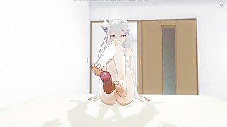 3D HENTAI POV Emilia footjob your cock