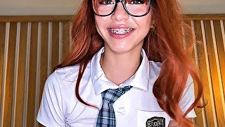 Nerdy redhead student