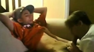 Slim Str8 Thug Boy enjoys Dad's BJ