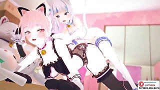 Cute Futa Cat Girls Hard Anal Fucked And Getting Creampie  Futa Furry Hentai Animation 4k