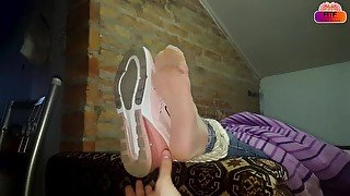 Very ticklish babysitter's feet