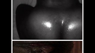 Oiled up ebony ass getting pounded by boyfriend