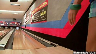 Jessica Moore and her girlfriend playing bowling