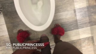 Risky Ladies Room Jerk and Cum (TS PublicPrincess)