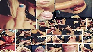 Compilation of some Bratty Exciting Hand/Blowjobs, She Smirks, Moans and Making Bitchy Faces