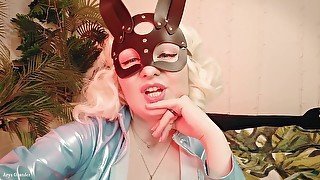 Strap-on Joi In Rabbit Mask And Pvc Coat - Sexy Blonde Milf Dirty Talk Role Play (arya Grander)