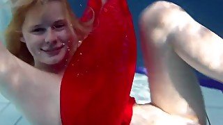 Russian teenie Lucie goes underwater swimming