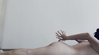 Dina stretches her body before hard sex