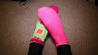 Shiny Black Leggings with Colorful Socks