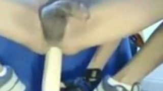 Twink large dildo prostate cum