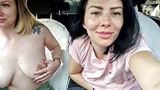 and her friend masturbating in my car