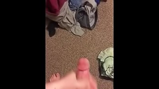 Chubby College Boy Cums on Dirty Clothes