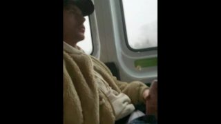 Josh Moore Public transport jerkoff and cum - uncut big cock