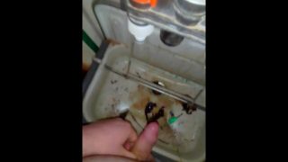 Teen Boy cum in a dirty sink