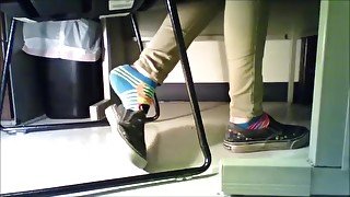 Socks and feet in classroom