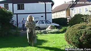 Her Hubby Fucks Busty Blonde Outside