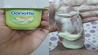 Masturbation with melon dessert🍈🍈. 20 minutes of masturbation, oh, oh, I'm so horny🔥🔥