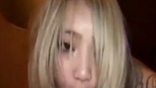 Blonde japanese girl sucking cock