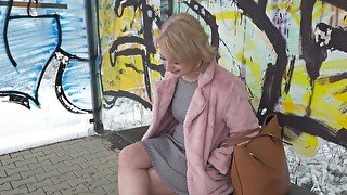 Adorable blonde with short hair is fucked by the public agent