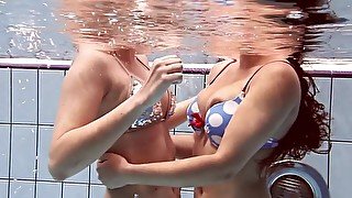 Iva and Paulinka big tits teenis in the pool