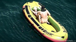 Outdoor fuck on a boat for one slutty blonde on fire