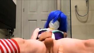 Another  Japanese teen CD cosplay masturbates