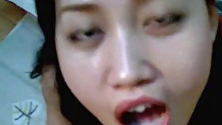 Sweet Looking Asian GF Loves Guzzling Jizz