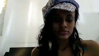 Leggy dark skinned brunette GF of mine loves going solo on webcam