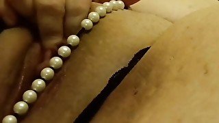 Wishing Pearls: BBW MILF noisy orgasm from pearl thong, fingering, and toy