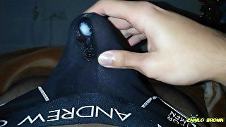 Nice cum shot inside of my black undies - Camilo Brown