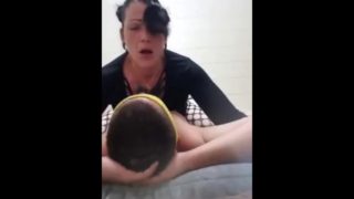 Goth milf kissing, riding , and grinding on his dick while smoking