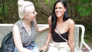 Two Real German Teen Talk To Amateur Ffm 3some In Public Park - Teaser Video