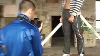 Gay hunks fuck in an abandoned building