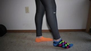 Under Armour leggings with colorful socks