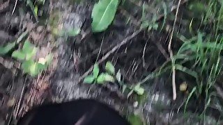 Winona Riley slobbering blowjob in the woods