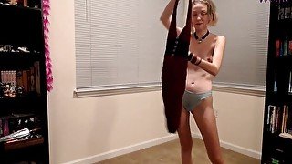 Skinny Blonde Tries on all her Dresses - Wolfiegirl17