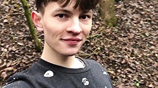 Horny BOY Stroking his Big Dick Outdoor in SNOWY WEATHER / Cute boy /School