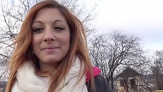 Red-haired girl likes sex for money in front of her boyfriend