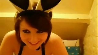 My beautiful and slutty bunny sucks dick before anal