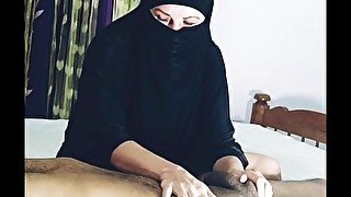 Sexy Hands on Cock Giving Massage of Beautiful Girl In Hijab