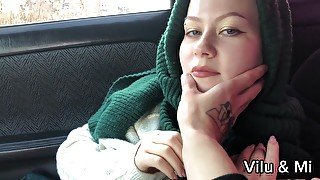 Catch Girl Masturbating In Car And Help Her To Cum