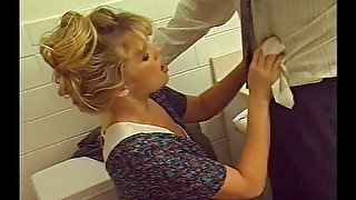 Milf takes dick in her ass in bathroom