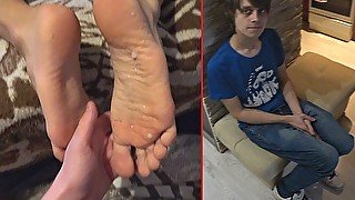 POV teen skate footjob - sneakers, ankle socks, barefeet