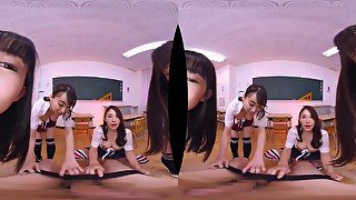 4 Hot Japanese Schoolgirls do you in VR - pov