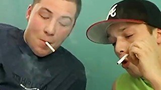 Cigar smoking twink pounding his friend hard from behind