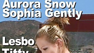 Aurora Snow & Sophia gently lesbo titty play