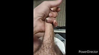 Wanking in a public bathroom with a massive hot load!