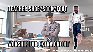 Teacher shoe sock foot worship for extra credit