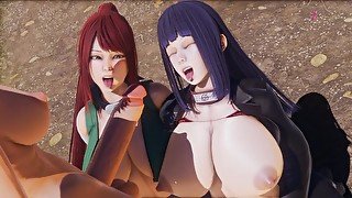 Hinata Loves Sarada Futa Cock and Hard Fuck & Kushina Sucking